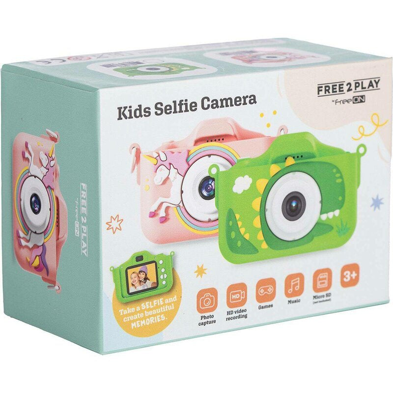 Aparat foto digital pentru copii, Free2Play, Cu functie selfie, Cadre distractive, Cu 6 filtre, Dino