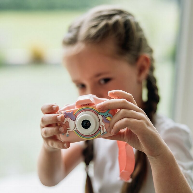 Aparat foto digital pentru copii, Free2Play, Cu functie selfie, Cadre distractive, Cu 6 filtre, Unicorn