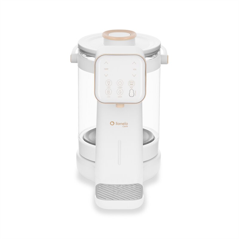 Aparat pentru incalzirea si declorizare apei, Lionelo, Babypresto 2.0, Pentru lapte parf, Lampa UV, Rezervor 3l, Lumina de noapte, Dozare 30- 300 ml, 1200 W, Afisaj digital, Alb