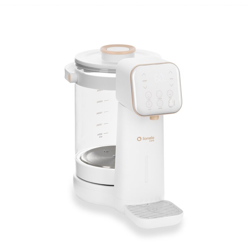 Aparat pentru incalzirea si declorizare apei, Lionelo, Babypresto 2.0, Pentru lapte parf, Lampa UV, Rezervor 3l, Lumina de noapte, Dozare 30- 300 ml, 1200 W, Afisaj digital, Alb