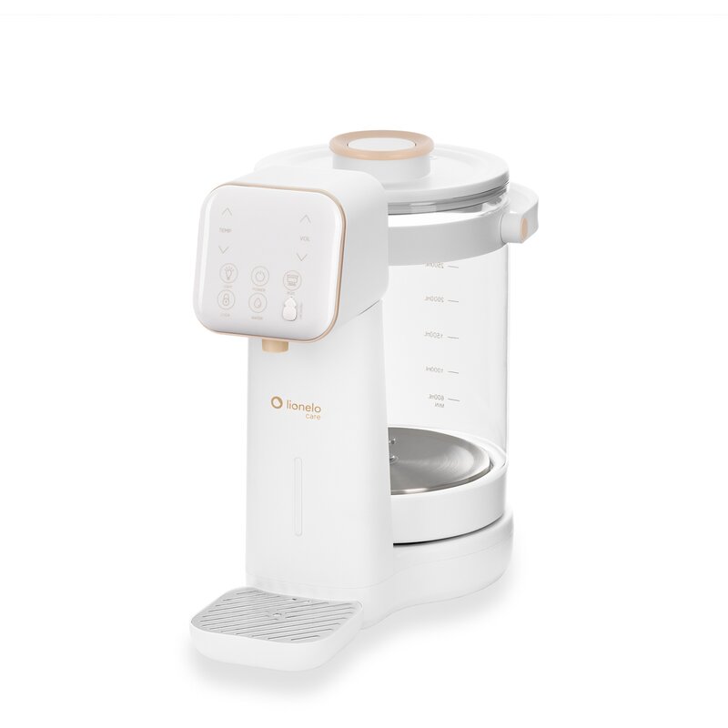 Aparat pentru incalzirea si declorizare apei, Lionelo, Babypresto 2.0, Pentru lapte parf, Lampa UV, Rezervor 3l, Lumina de noapte, Dozare 30- 300 ml, 1200 W, Afisaj digital, Alb