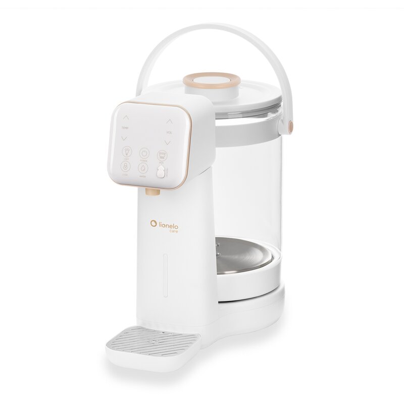 Aparat pentru incalzirea si declorizare apei, Lionelo, Babypresto 2.0, Pentru lapte parf, Lampa UV, Rezervor 3l, Lumina de noapte, Dozare 30- 300 ml, 1200 W, Afisaj digital, Alb