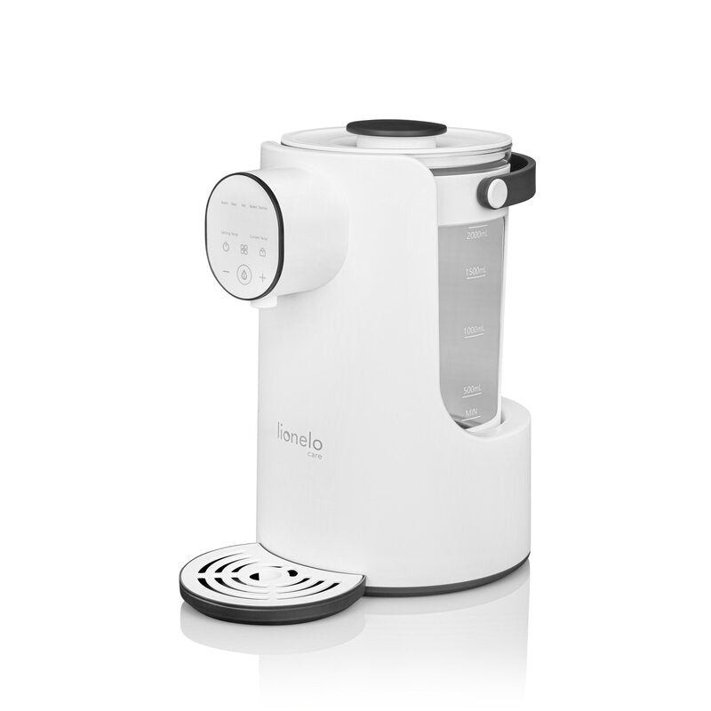 Aparat pentru incalzirea si declorizare apei, Lionelo, Babypresto, Pentru prepararea laptelui praf, Functie de incalzire si dozare a apei, Cu afisaj digital LED, Cu rezervor de 2 L, Alb