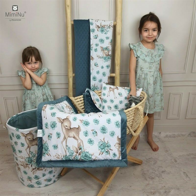 Aparatoare patut MimiNu cu 6 pernute Minky Sweet Deer Mint