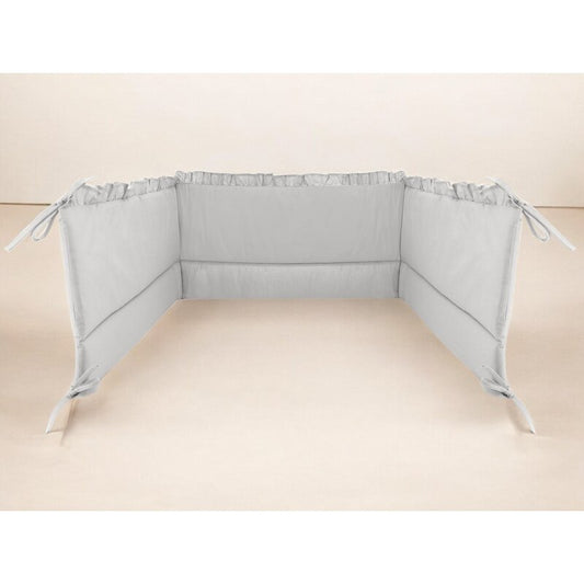 Aparatoare pentru patut, MimiNu, Cu volanase, Din bumbac certificat Oeko Tex Standard 100, 180x30 cm, Cu panglici, Colectia Royal,Grey