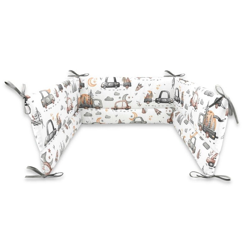 Apărătoare pătuț MimiNu Cars Grey, 180x30cm
