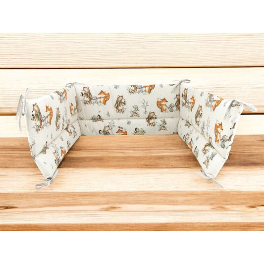Aparatoare pentru patut, MimiNu, Din bumbac certificat Oeko Tex Standard 100, 180x30 cm, Cu panglici, Design, Time for fun
