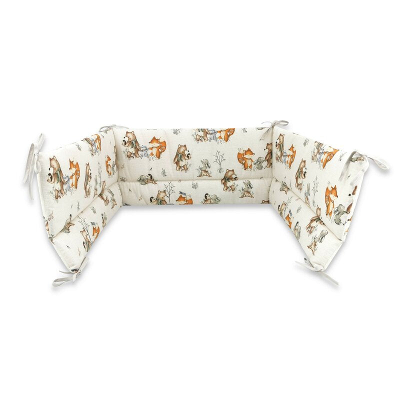 Aparatoare pentru patut, MimiNu, Din bumbac certificat Oeko Tex Standard 100, 180x30 cm, Cu panglici, Design, Time for fun