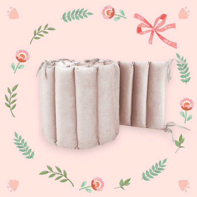 Aparatoare pentru patut, MimiNu, Tip panou, Pentru patut, Lungime 180 cm, Din catifea, Beige Pink