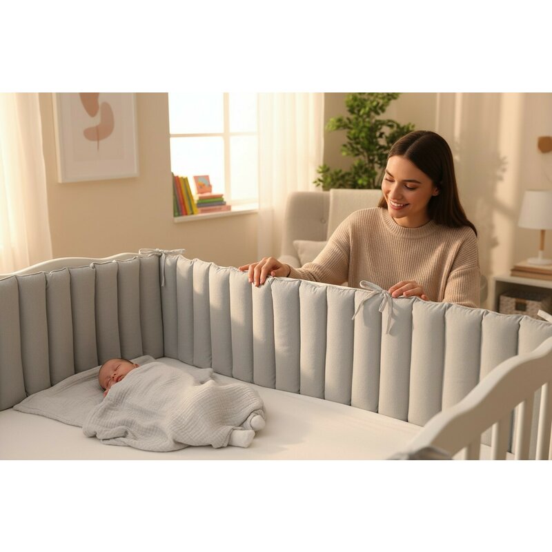 Aparatoare pentru patut, MimiNu, Tip panou, Pentru patut, Lungime 180 cm, Din catifea, Grey