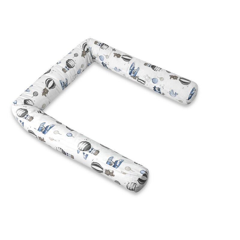 Aparatoare pentru patut, MimiNu, Tip rulou, Cu husa detasabila, Lungime 180 cm, Din bumbac certificat Oeko Tex Standard 100, Blue Plane