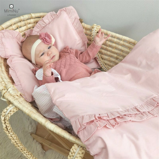 Aparatoare pentru patut, MimiNu, Tip rulou, Cu husa detasabila, Lungime 180 cm, Din bumbac certificat Oeko Tex Standard 100, Colectia Royal, Powder Pink