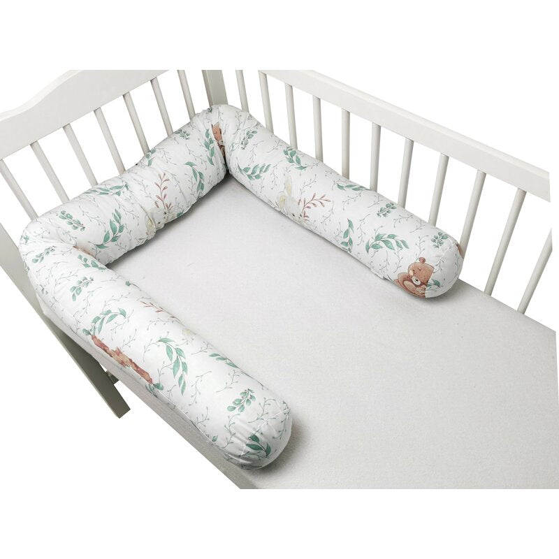 Aparatoare pentru patut, MimiNu, Tip rulou, Cu husa detasabila, Lungime 180 cm, Din bumbac certificat Oeko Tex Standard 100, Lulu Natural
