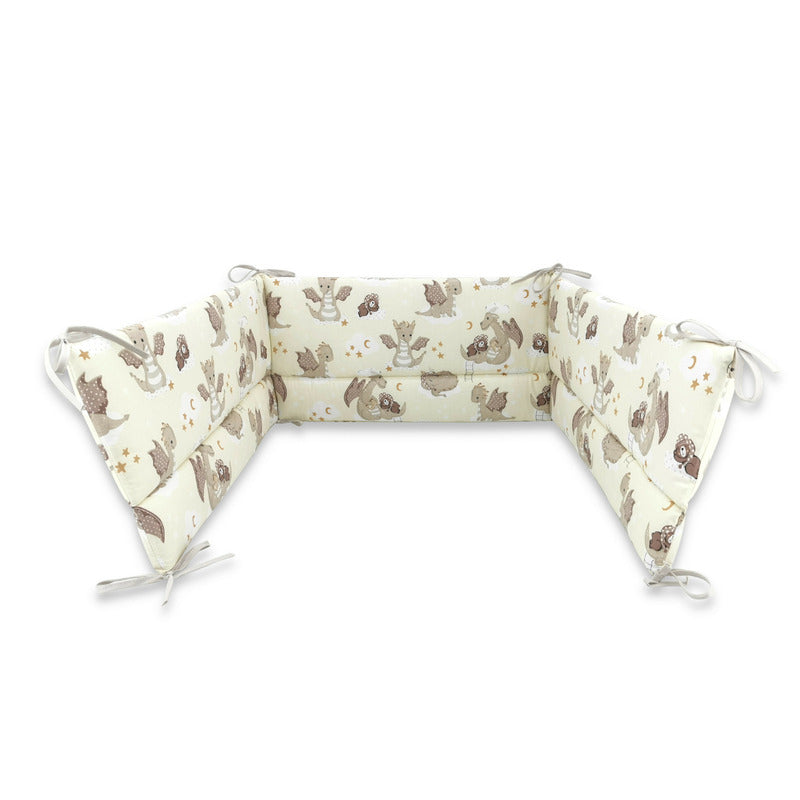 Apărătoare pătuț Qmini Dragons Beige 180x30 cm – vedere produs
