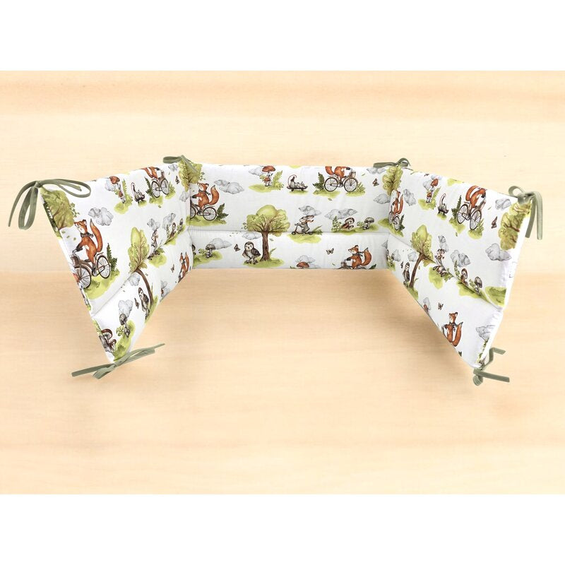 Apărătoare pătuț Qmini Fox on bikes Natural 180x30 cm – detaliu produs