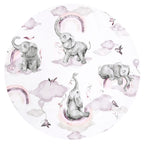 Apărătoare pătuț Qmini Elephants on Rainbow Pink 210x30 cm – prezentare produs