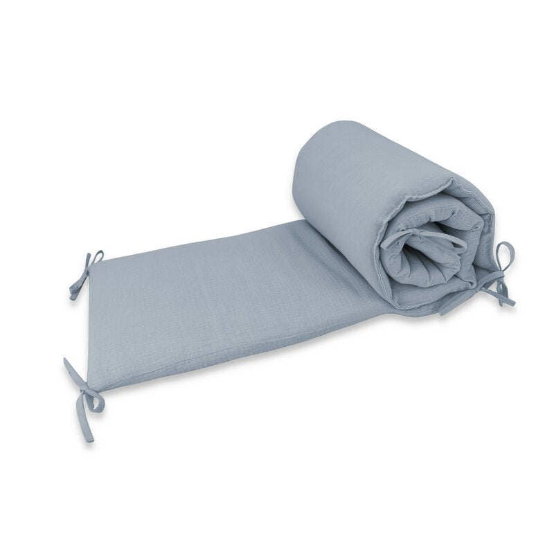 Apărătoare pătuț Qmini muselină 180x30 cm, Jeans – imagine 5