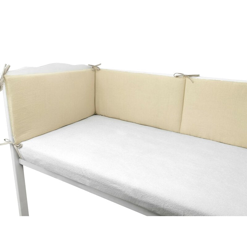 Apărătoare pătuț Qmini muselină 180x30 cm, Bej cald – imagine 8