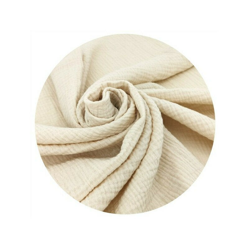 Aparatoare pentru patut, Qmini, Din muselina dubla, 180x30 cm, Cu panglici, Din material certificat Oeko Tex Standard 100, Warm Beige