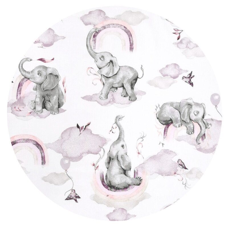 Apărătoare rulou pătuț Qmini Elephants on Rainbow Pink 180x10 cm – imagine 5