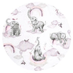 Apărătoare rulou pătuț Qmini Elephants on Rainbow Pink 180x10 cm – imagine 5