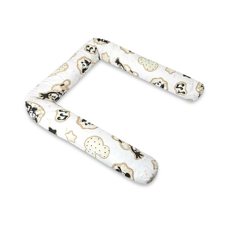Aparatoare pentru patut, Qmini, Tip rulou, Cu husa detasabila, Lungime 180 cm, Din bumbac certificat Oeko Tex Standard 100, Mickey Mouse