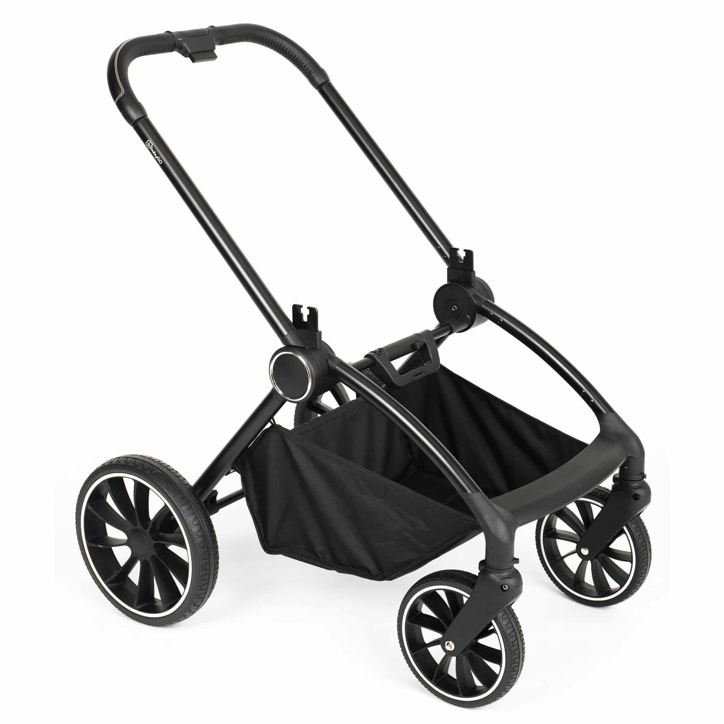 BabyGo - Carucior 3 in 1 Harmony Grey cu maner reglabil pe inaltime, cadru Black