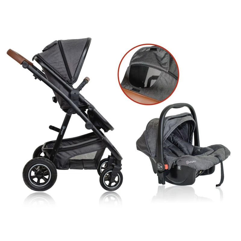 BabyGo - Carucior 3 in 1 Simplex, Grey Melange