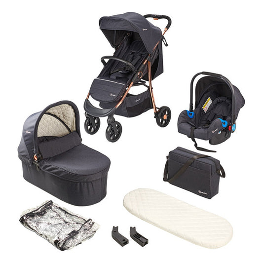 BabyGo - Carucior Style 3 in 1 Black-Rose