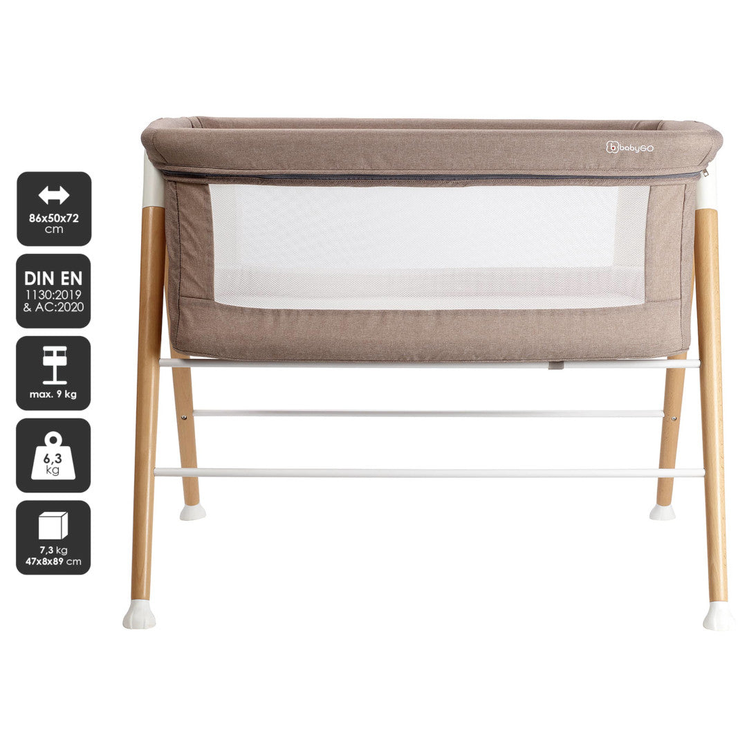 BabyGo - Patut cu cadru din Lemn Goodnight Beige