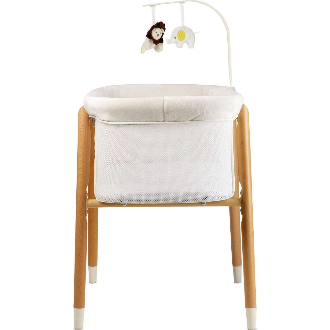 BabyGo - Patut cu cadru din Lemn si Bara de Jucarii Sleepgood Mesh