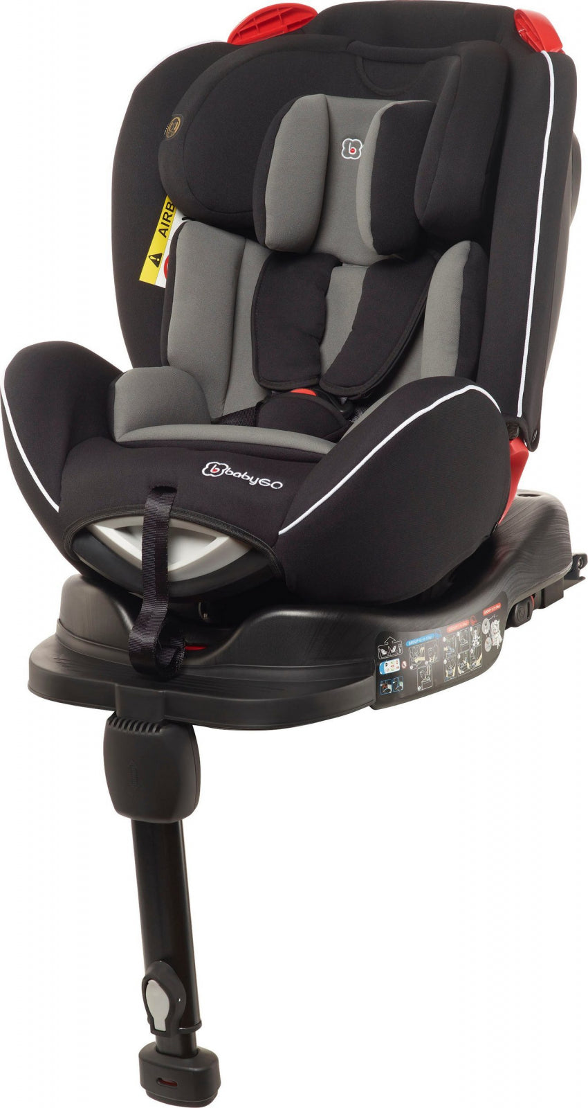 BabyGo - Scaun auto rotativ Fixleg 360 Black, 0-25 kg