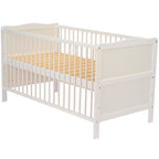 Pătuț BabyNeeds Nadia 140x70 cm alb – pătuț cu somiera din lamele vizibilă