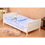 Pătuț BabyNeeds Nadia 140x70 cm alb – configurație de pat junior cu lenjerie