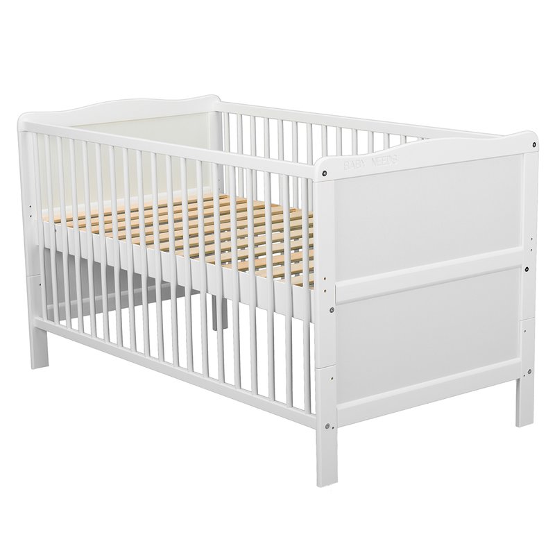 Pătuț BabyNeeds Nadia 140x70 cm alb – pătuț fără saltea, vedere de ansamblu