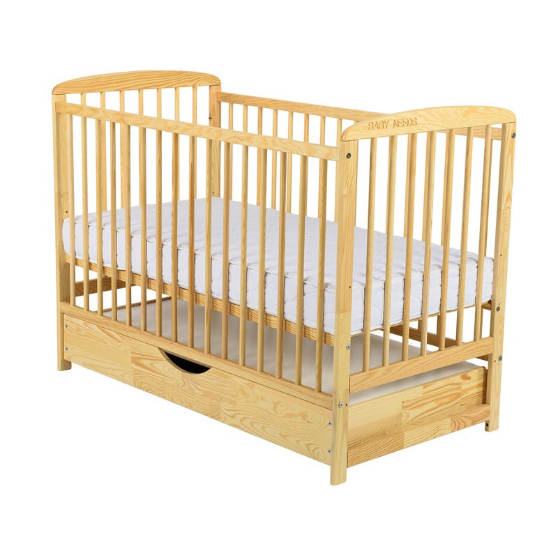 Pătuț BabyNeeds Ola 120x60 cm natur – pătuț cu sertarul închis