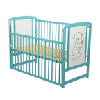 Pătuț BabyNeeds Timmi 120x60 cm mint – somiera din lamele și laterala coborâtă