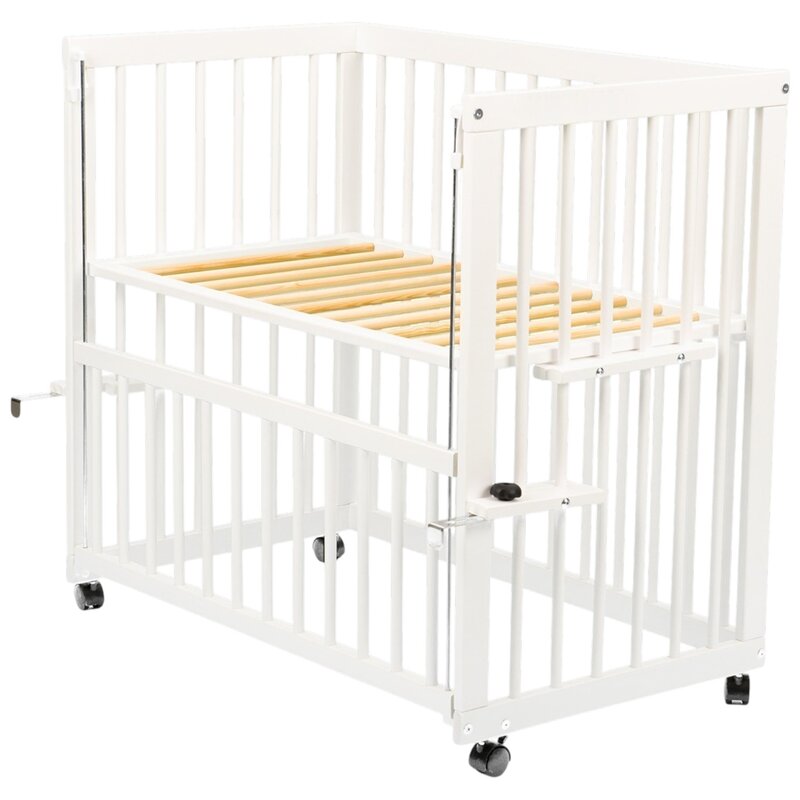 Patut Co-Sleeper Multifunctional Qmini Dalia Lemn Masiv de Pin