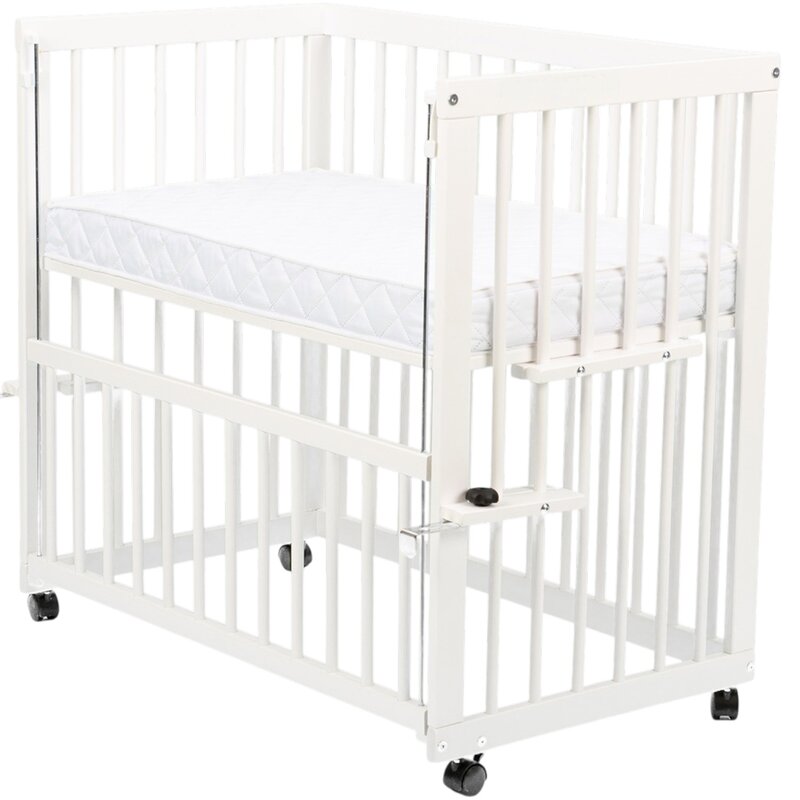 Patut Co-Sleeper Multifunctional Qmini Dalia Lemn Masiv de Pin