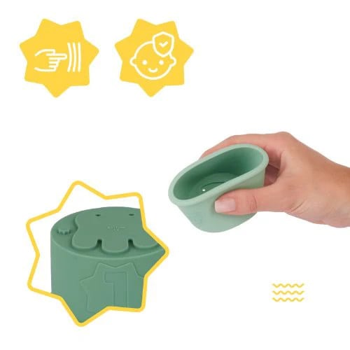 Set 7 jucarii stivuibile din silicon pentru baie Badabulle