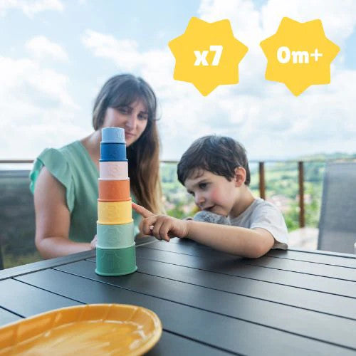 Set 7 jucarii stivuibile din silicon pentru baie Badabulle