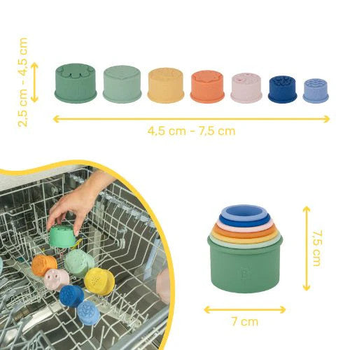 Set 7 jucarii stivuibile din silicon pentru baie Badabulle