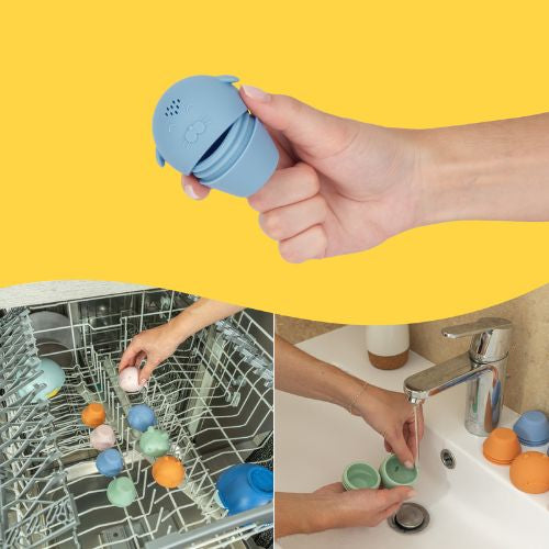 Badabulle - Set de 4 jucarii de baie stropitoare din silicon