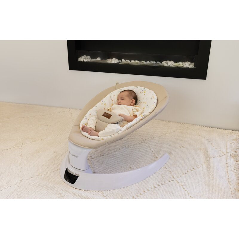 Balansoar electric, Jane, Moon, Cu 5 trepte de viteza, Timer, 12 melodii si 5 sunete ale naturii, Conform cu standardul european EN 12790:2023, Star