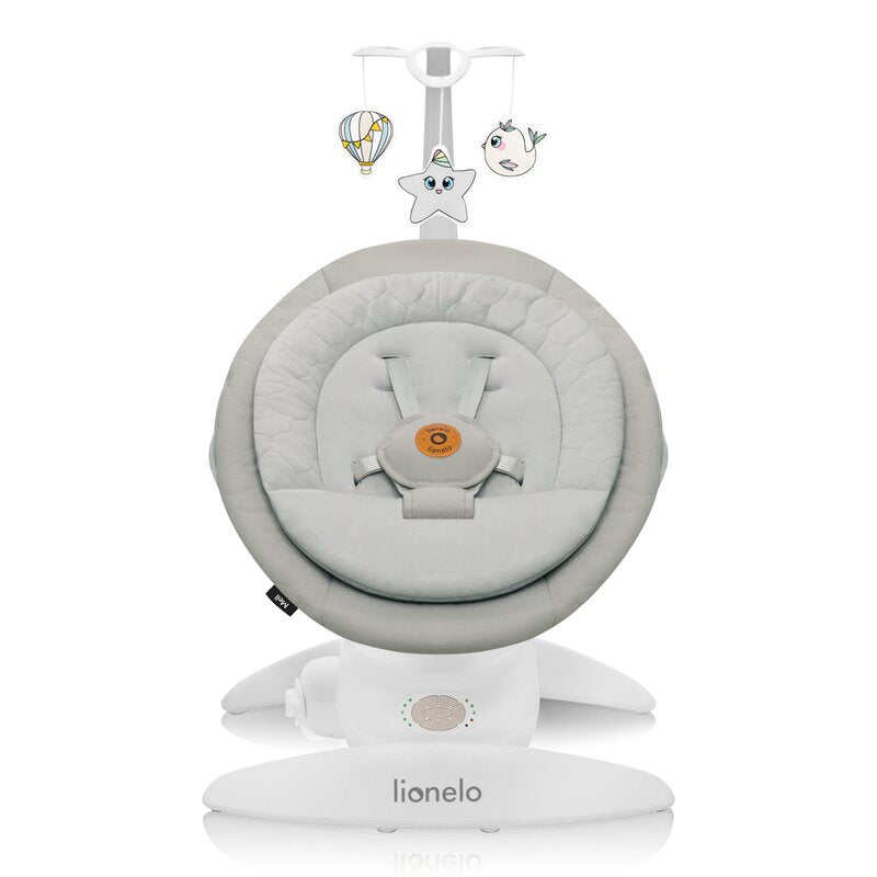 Balansoar, Lionelo, Mell, 2 in 1, Rotire 360 grade, Electric, Cu 3 moduri de leganare, Cu 5 trepte de viteza, Cu 3 pozitii de inclinare, Cu timer, 12 melodii si 2 sunete ale naturii, Pana la 9 kg, Bej