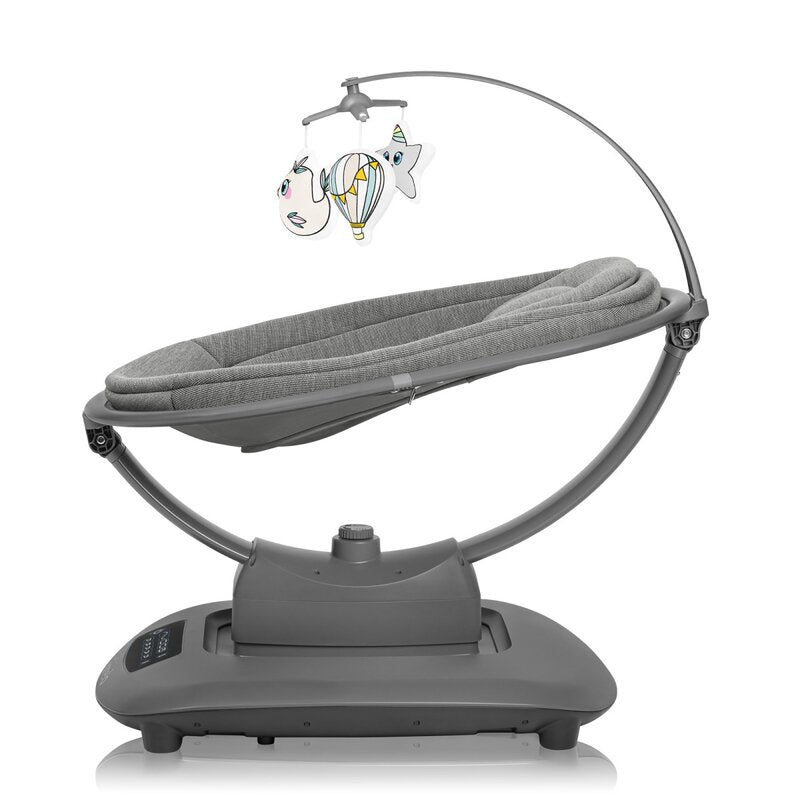 Balansoar si sezlong, Lionelo, Blossom, 5 melodii, 5 moduri de balansare, Cu jucarii, Husa respirabila, 60% bambus, Cu telecomanda, Reglare pozitie scaun pentru somn, Pana la 9 kg, Gri