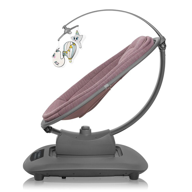 Balansoar si sezlong, Lionelo, Blossom, 5 melodii, 5 moduri de balansare, Cu jucarii, Husa respirabila, 60% bambus, Cu telecomanda, Reglare pozitie scaun pentru somn, Pana la 9 kg, Mov