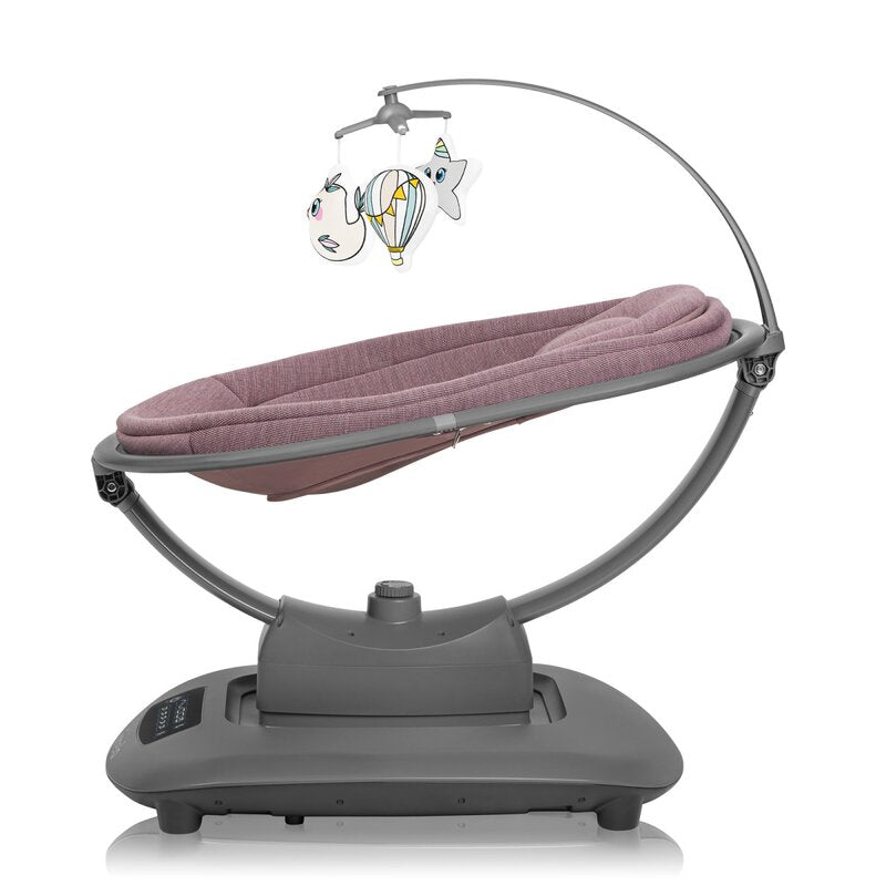 Balansoar si sezlong, Lionelo, Blossom, 5 melodii, 5 moduri de balansare, Cu jucarii, Husa respirabila, 60% bambus, Cu telecomanda, Reglare pozitie scaun pentru somn, Pana la 9 kg, Mov