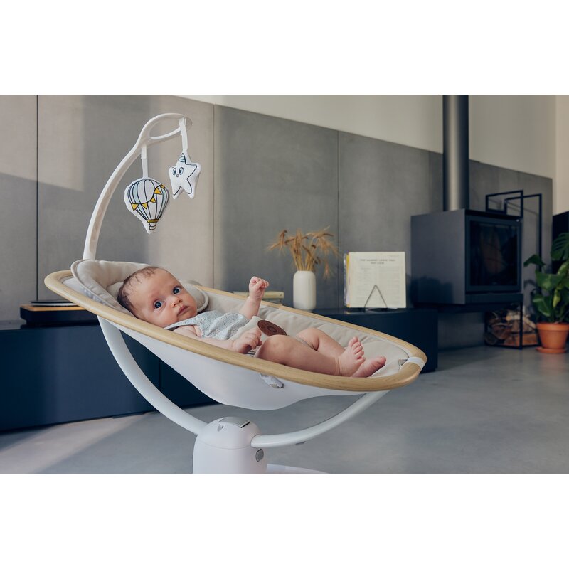Balansoar si sezlong, Lionelo, Olivia, 2 in 1, Electric, Cu leganare 3D, 5 moduri de balansare in mai multe directii, Cu 13 melodii, Scaun pivotant la 180 grade, Reglabil, Cu arcada jucarii, Bej