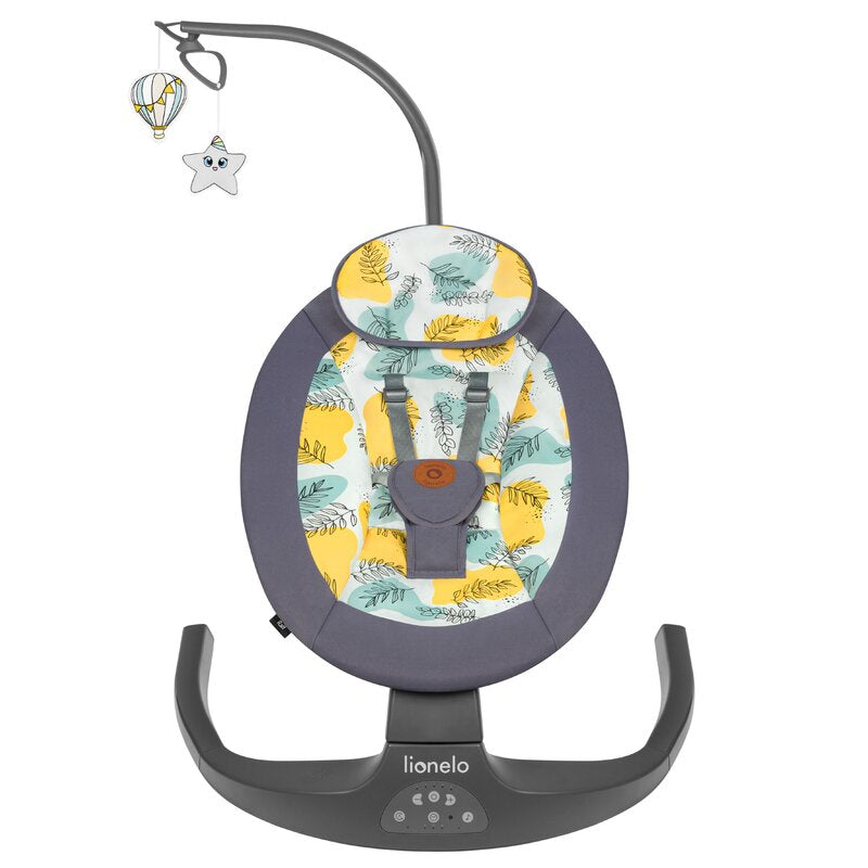 Balansoar si sezlong, Lionelo, Ralf, 2 in 1, Electric, Cu telecomanda si cablu USB, Cu miscare laterala de balansare si 5 niveluri diferite de viteza, Cu 12 melodii, Gri
